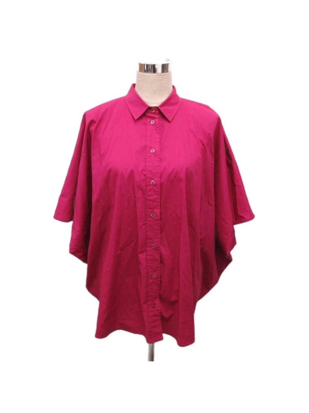 Hermes Balloon Shirt Dolman Sleeve Cotton Poncho Style Pink 38 Cape